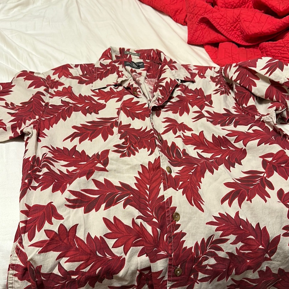 eddie bauer weathered linen floral button up tall large